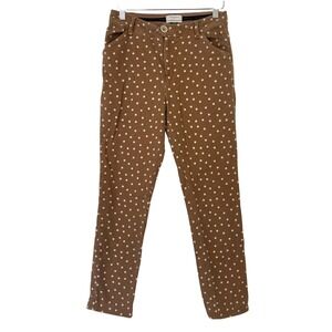 Anthropologie Essential‎ Slim Polka Dot Brown Cotton Blend Pants Women's Size 0
